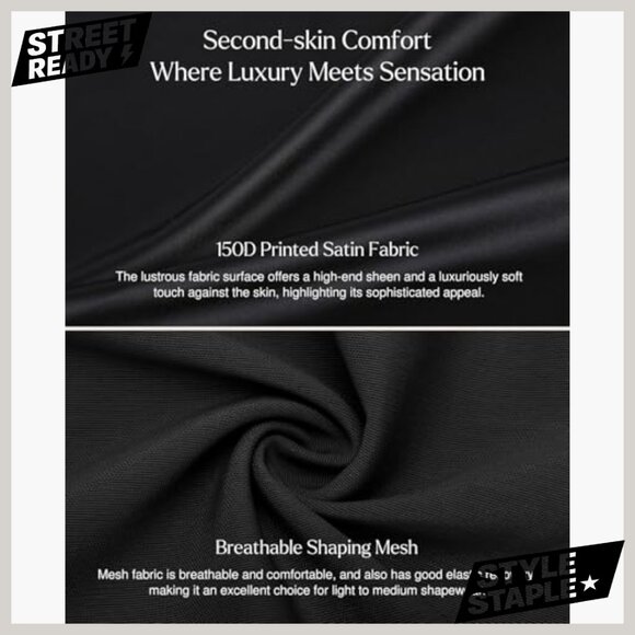 Satin Midi Dress with Built-in Shapewear and Lace Trim Bra - Picture 5 of 7